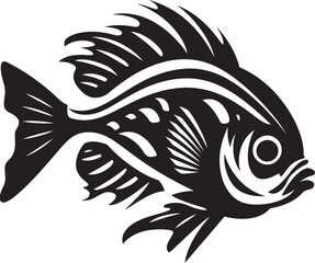 Navigating Nature Vector Tropical River Fish Scene Sublime Silhouettes Black Vector Fish Illustration