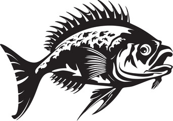 Streamside Sketches Tropical River Fish Vector Illustrations in Black Aquatic Abundance Black Vector Fish Graphics Depicting Tropical Rivers