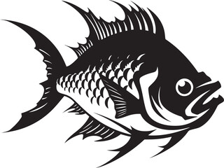 Aquatic Abundance Black Vector Fish Graphics Depicting Tropical Rivers Nautical Nostalgia Tropical River Fish Vector Designs in Black