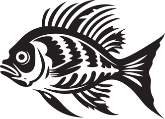 Nautical Nostalgia Tropical River Fish Vector Sketches in Black Inked Inspirations Black Vector Fish Graphics with Tropical Flair