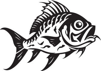 Coastal Cartoons Black Vector Fish Illustrations Reflecting Tropical Vibes Streamside Sketches Tropical River Fish Vector Icons in Black