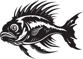 Sublime Silhouettes Black Vector Fish Illustration Riverbank Rhapsody Vector Tropical River Fish Ensemble