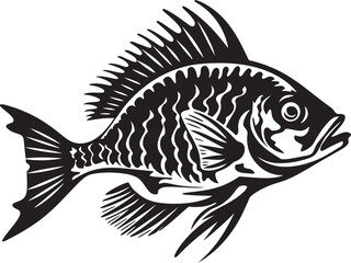 Streamside Sketches Tropical River Fish Vector Graphics in Black Aquatic Abundance Black Vector Fish Designs Inspired by Tropical Waters