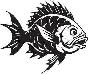Coastal Cartoons Black Vector Fish Graphics Reflecting Tropical Scenes Streamside Sketches Tropical River Fish Vector Icons in Black