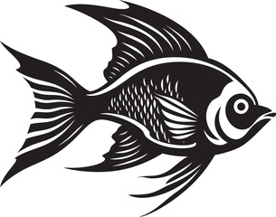 Swimming in Style Vector Tropical River Fish Exotic Aquatic Delights Black Vector Fish Logo