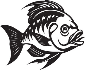 Nautical Nostalgia Tropical River Fish Vector Sketches in Black Inked Inspirations Black Vector Fish Graphics Inspired by Tropical Vibes