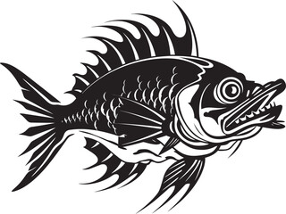 Inked Inspirations Black Vector Fish Graphics Inspired by Tropical Vibes Whimsical Waters Tropical River Fish Vector Illustrations in Black