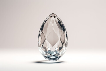 A singular crystal Easter egg stands on a light, neutral background, shining with clarity and precision, perfect for concepts of purity and elegance in luxury and glamour Easter decorations