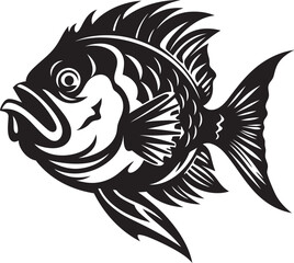 Tropical Teems Vector Tropical River Fish in Black Submerged Serenity Black Vector Fish Designs