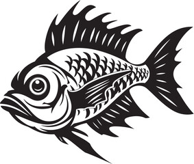 Aquatic Aesthetics Vector Tropical River Fish Renderings in Black Elegant Edges Black Vector Fish Outlines