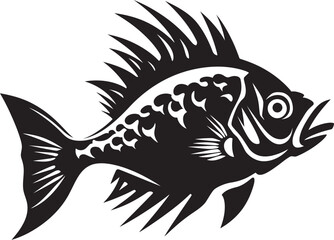 Elegant Edges Black Vector Fish Outlines Streamlined Sensations Vector Tropical River Fish Designs in Black