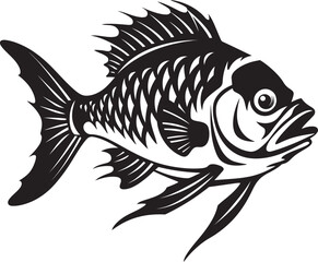 Tranquil Tropics Vector Tropical River Fish Art in Black Coastal Contrasts Black Vector Fish Illustrations