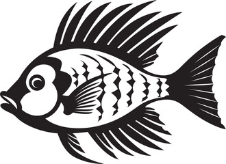 Black Vector Design Tropical River Fish Silhouette Collection Exotic Aquatic Vector Tropical River Fish Illustrations