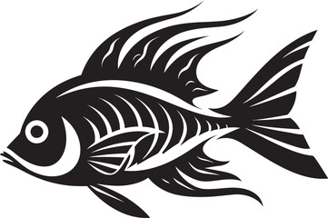 Underwater Elegance Black Vector Fish Designs for Tropical Rivers Swimming in Style Vector Tropical River Fish Clip Art