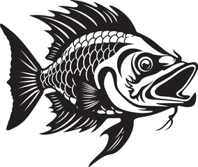 Marine Minimalism Black Vector Fish Icons from the Tropics Inked Beauties Vector Tropical River Fish Sketches in Black