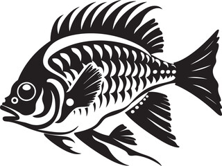 Fauna Finesse Black Vector Tropical River Fish Set Reef Rendezvous Vector Tropical River Fish Group in Black