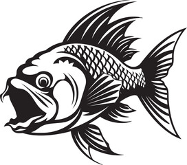 Coastal Cartoons Black Vector Fish Icons with Tropical Flair Inked Inspirations Vector Tropical River Fish Graphics in Black