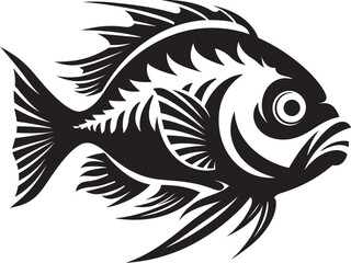 Tropical Tales Vector Tropical River Fish Illustrations in Black Aqua Adventures Black Vector Fish Designs for Tropical River Environments