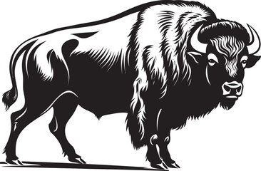 Bison on the Prowl A Black Logo Icon The Black Horned Hero A Bison Logo Design
