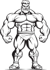 Fototapeta premium Inked and Ironclad A Vector Icon of the Pumped Up Powerhouse Ripped and Grinning Gigantic Gains Get Goofy in Graphic Form