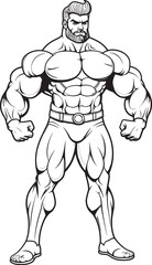 Fototapeta premium From Scrawny Sketch to Sculpted Icon A Bodybuilders Journey Lifting Lines and Lofty Goals A Vector Icon of Dedication and Triumph