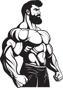 Muscle Mania Black Bodybuilder Caricature Logo The Incredible Bulk, Miniaturized Vector Icon