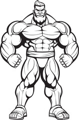 Buff Bods and Bold Lines A Caricatured Colossus Takes Shape Lifting Lines and Lofty Goals A Vector Icon of Dedication and Triumph