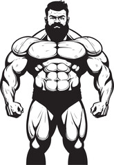 Schwarzneggers Silly Side Black Caricature Muscleman Icon The Rock, Now Rolling with Laughter Vector Bodybuilder Logo