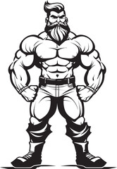 The Gigantic Gladiator Black Muscleman Mascot Icon Flex and Furious Playful Bodybuilder Vector Logo