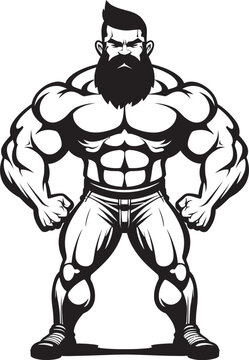 Fitness and Fun, One Rep at a Time Cartoon Muscleman Icon in Vector The Incredible Hulks Hilarious Cousin Black Bodybuilder Logo