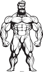 Fototapeta premium The Irony Pump A Hilarious Homage to the Bodybuilding Body The Schwarz enegger Sketch A Cartoon Colossus with a Comic Edge