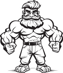The Big Friendly Brute Black Bodybuilder Caricature Gains and Giggles Cartoon Muscleman Icon in Vector