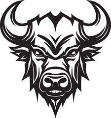 Bovine Boss A Bold Black and White Bull Head Headstrong and Heartfelt A Bull Mascot with Character