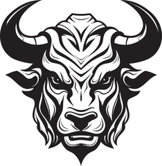 Moo ving Forward with Confidence A Black and White Bull Icon Horn in on Success A Bull Mascot for Ambitious Goals