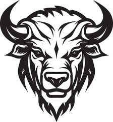 Unstoppable Bull A Bold Black and White Icon for Power Headstrong and Heartfelt A Bull Mascot with Personality