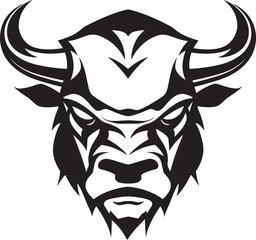 Headstrong and Heartfelt A Bull Mascot with Personality Resilient Bull A Black and White Icon for Overcoming Challenges