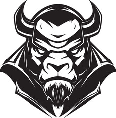 Unleash the Moo mentum A Black and White Mascot Icon Headstrong and Heartfelt A Bull Mascot with Character