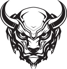 Unstoppable Bull A Bold Black and White Icon for Power Bovine Bliss A Peaceful Bull Head for Tranquil Brands