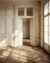 Fototapeta na wymiar Interior of empty home living room with wooden floor