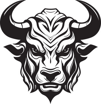 Moo ving Forward with Confidence A Black and White Bull Icon Horn in on Success A Bull Mascot for Ambitious Goals