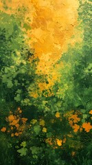 Abstract Green and Yellow Nature-Inspired Artwork