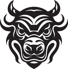 Charge into the Future A Powerful Bull Head Icon for Innovation Unleash Your Brands Strength A Black and White Bull Mascot