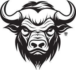 Bovine Brand Builder A Bull Mascot Head for Lasting Impact Moo ving Forward with Confidence A Black and White Bull Icon