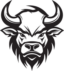 Unleash the Moo mentum A Black and White Bull Icon with Grit Horned Hero A Classic Mascot Head with Modern Appeal