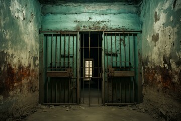 Fototapeta na wymiar Prison doors old. Detention sentence. Generate Ai