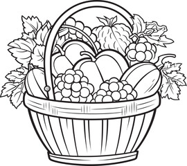 Bountiful Beauty Coloring Natures Bounty in a Basket Garden Glory Coloring Pages Celebrating Fresh Harvests