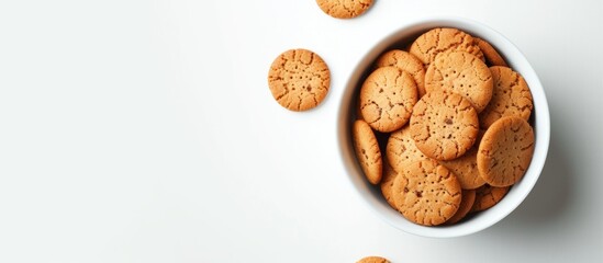 A Variety of Delicious Cookies in a Ceramic Bowl on a Clean White Surface