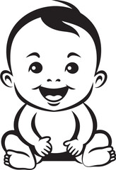 Cheerful Cherub Laughing Baby Badge Tiny Laughter Baby Icon in Black Vector