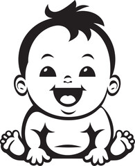 Spirited Baby Giggles Icon Graphic Art Tender Infant Laughter Badge Black Vector