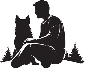 Woof Worthy Black Icon Design for Dog and Owner Bonded by Design Vector Logo for Dog and Owner Duo